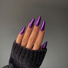 Purple Chrome Nails, Dark Purple Nails, Violet Nails, Chrome Nails Designs, Indigo Nails, Purple Nail Polish, Nail Colour, Purple Nail, Her Nails