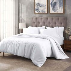 Give your bed a comfortable, luxurious feel with the decadent Superior Nivelles Duvet Cover Set. This plush bedding bundle is beautifully designed with a clear, hidden button closure and premium, 100% Egyptian Cotton construction that boasts a cozy 400-thread count, providing a peaceful night's sleep. Available in multiple sizes and an assortment of lush, solid colors complete with a subtle sheen from its sateen weave finish, your bedroom will feel like the ultimate retreat. Add matching sheets California King Duvet Cover, Plush Bedding, Egyptian Cotton Duvet Cover, Contemporary Duvet Covers, Striped Duvet Covers, Reversible Duvet Covers, Come Undone, Duvet Covers Twin, Cotton Duvet Cover