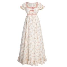 PRICES MAY VARY. Authentic Regency Era Look: It is a floor-length regency dress patterned with pink floral design. The women's regency costume features spoon neck with ruffle trim, empire waist with sewn-in matching pink sash, short puffy sleeve with two layer of lace trim. Cute pink bow on front and sleeve which create a lovely romantic look. Package Included: A floral regency dresses. It is made of cotton, soft and comfortable. Dry clean or gently hand wash, lay flat to dry. Style: Regency era Enola Holmes Corset Dress Teens, Enchanted Giselle Curtain Dress, Queenie Goldstein Dress, Briar Rose Dress Pattern, Helen All Creatures Great And Small Dress, Bridgeington Dress, Brigdeton Dresses, Pride And Prejudice Dress Patterns, Princess Buttercup Dress Pattern