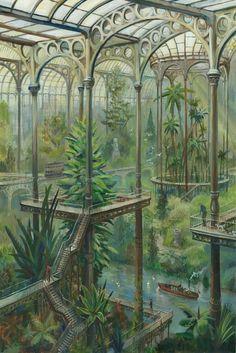 an artist's rendering of a tropical garden