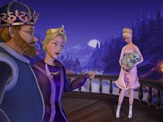 an animated image of two people dressed as princesses and one is holding a cat