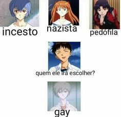 four different anime characters with captions in spanish