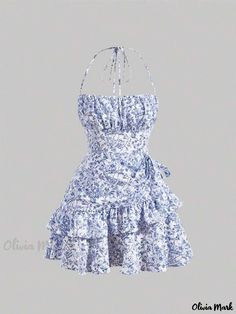 Olivia Mark - Floral Print Halter Neck Tie Waist Sexy A-Line Dress Floral Halter Dress, Really Cute Outfits, Komplette Outfits, Pretty Dresses, Pretty Outfits, بلاك بينك, Fashion Inspo Outfits, Cute Dresses, Floral Dress