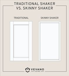 the traditional shaker vs skinnyy shaker is shown in two different sizes and colors