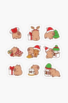 christmas bears stickers on a white background