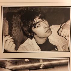 two black and white photos of a young man