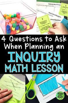 four questions to ask when planning an inquiry math lesson with text overlay