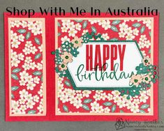 a happy birthday card with flowers and the words, shop with me in australia on it