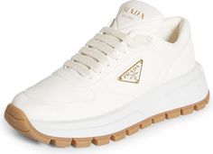 Prada Triangle Logo Lace-Up Sneaker (Women) | Nordstrom Concept Sneakers, Designer Sneakers Women, Black Sneakers Women, Prada Triangle, Fall Sweaters For Women, Branded Outfits, White Sneakers Women, Trending Sneakers, Triangle Logo