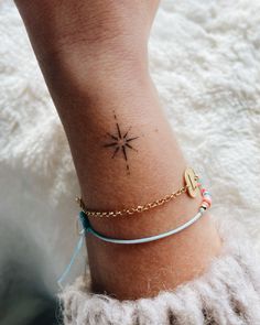 Small minimalist star tattoo cute tattoo Star Ankle Tattoo, Anduril Tattoo, Nina Tattoo, Small Star Tattoo, Fam Tattoo, Tattoo Ideas For Men Hand, Small Minimalist Tattoo, Arm Tattoo For Women, Classy Tattoo