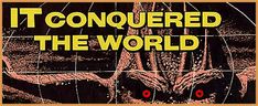 an old movie poster with the words it conquered the world in yellow and red