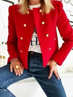 Elegant Jacket, Long Sleeve Jacket, Red Blazer, Red Burgundy, Urban Wear, Blazer Outfits, Sleeve Jacket, Zara Woman