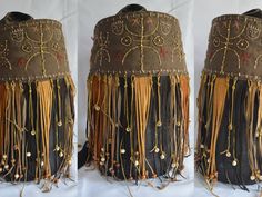 ONLY TO ORDER! Shaman mask with embroidered masks helpers and fringe.  Shaman mask made   of linen with embroidery brown and gold, brown leather fringe, beads. The lining is soft linen, the mask is comfortable to wear Back - long ribbons - ties. Fits any size The design of the hat appeared under the impression of shaman costumes, pendants - shaman roads Shaman Mask, Beaded Fringe, Leather Fringe, Ribbon Tie, Etsy App, Poland, Selling On Etsy, Sell On Etsy, Brown Leather