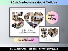 the 50th anniversary heart collage is displayed on a wall