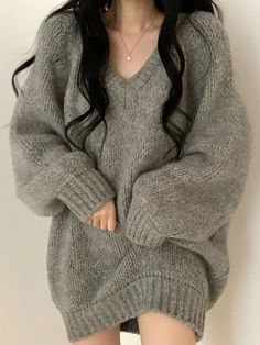 Find Autumn Winter Knitted Sweaters Women Oversized Simple Loose V-neck Pullovers Top on eBay in the category Clothing, Shoes & Accessories>Women>Women's Clothing>Sweaters. Loose Knitwear, Sweater Dress Oversized, Winter Knit Sweater, Amazing Crochet, Sweaters Women, Modieuze Outfits, Knitting Women Sweater, Loose Sweater, Fashion Korean