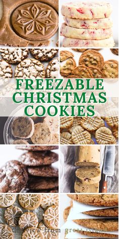 a collage of christmas cookies with the words freezable christmas cookies