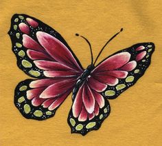 a painting of a butterfly on a yellow shirt