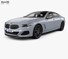 a blue bmw car is shown on a white background with the words hum 3d above it