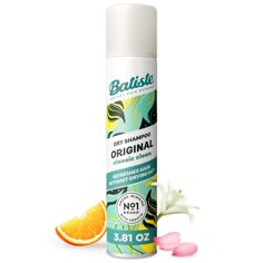 Take your hair from flat to fab with Batiste Original Dry Shampoo. This waterless shampoo targets excess oil and grease at the roots to breathe new life into your hair, leaving you feeling clean between washes. Batiste Original Dry Shampoo is a clean and easy-to-love scent that matches any mood. The Batiste Original has a citrusy and refreshing burst of orange and bergamot, balanced by hints of rose, lily, lavender and powdery musk. Batiste Dry Shampoo instantly makes your hair feel clean and fr Dry Shampoo Batiste, Classic Bob Hairstyle, Best Dry Shampoo, Batiste Dry Shampoo, Bday List, Travel Chic, Christmas Board, Rose Lily, Fuller Hair