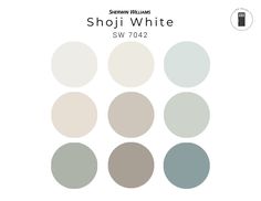 the color scheme for shoji white is shown in shades of gray, blue and beige