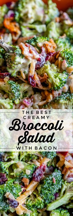 broccoli salad with bacon in a bowl