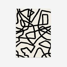 a black and white abstract painting with lines