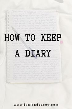 a notepad with the words how to keep a diary written on it and a pair of scissors