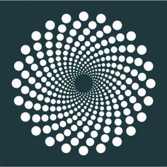 an image of a spiral design with white dots in the center on a black background