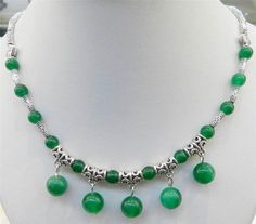 6-10Mm Lovely Natural Green Jade Round Beads Pendants Tibet Silver Necklace 18" Traditional Green Necklace With 8mm Beads, Traditional Green Necklaces With 8mm Beads, Jewelry Rings Unique, Jewlery Necklace, Jewelry Diy Bracelets, Green Beads, A Necklace, Jade Beads, Green Jade