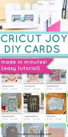 the instructions for how to make handmade cards with cricut joy diy cards