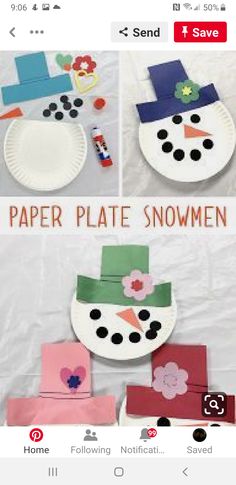 paper plate snowman craft for kids to make