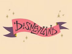 a pink banner with the word disneyland on it and stars in the sky around it