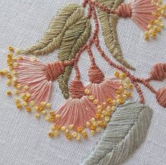 the embroidery work is done with thread and beads