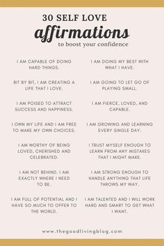 Struggling with self confidence? Why not include these positive self love affirmations in your daily routine? They can help boost your confidence and build your self esteem, and put you in a positive frame of mind. Click through to read them and also grab your free download. || The Good Living Blog #affirmations #selflove #dailyaffirmations #selflovequotes Self Loving Affirmations, Positive Affirmation To Send To A Friend, Affirmations Of Love, Daily Words Of Affirmation, Self Affirmation Quotes, Nurse Affirmations, Positive Frame, Mindful Affirmations, Self Love Affirmation Quotes