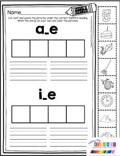 a printable worksheet for the letter e with pictures and words on it