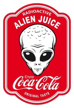 an alien juice label with the words, enjoy coca - cola