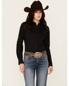 98% cotton / 2% elastane Spread collar Cowgirl Style Outfits, Riding Shirts, Wilde Westen, Boot Barn, Western Wear Outfits, Looks Country, Estilo Country, Rodeo Outfits, Western Tops