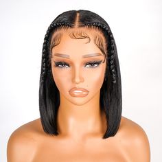 Alipearl High Quality 10 Inches Short Straight 13*4 Lace Frontal Wig For Women Braided Bob Wig With Baby Hair Human Hair Braiding Wigs Very Natural 12 Inch Bob Wig Side Part, Braided Bob, Frontal Wig Hairstyles, Short Braids, Hair Braiding, Human Braiding Hair, Short Bob Wigs, Frontal Wig, Bob Wig