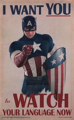 an old poster with a captain america holding a shield and pointing to the side that says i want you