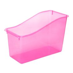 a pink plastic storage container on a white background