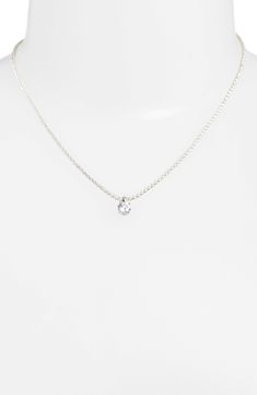 Sparkly cubic zirconia stones enrich a dazzling tennis necklace finished with a round cubic zirconia pendant. 16" length; 2" extender; 1/4"W x 3/8"L pendant 14k-gold layer or platinum layer/cubic zirconia Imported Tennis Necklace, Cubic Zirconia, Platinum, Silver Necklace, Tennis, Nordstrom, Stone, Pendant, Free Shipping