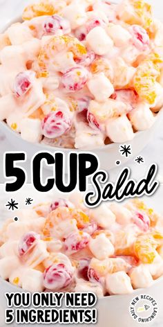 5 Cup Salad Five Cup Salad Recipe, Creamy Fruit Salad, Sour Cream Dressing