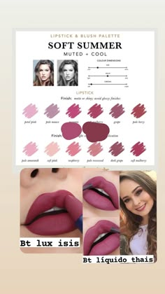 Soft Summer Red Lipstick, Soft Summer Lipstick Colors, Soft Summer Lipstick, Cool Summer Makeup, Soft Summer Hair, Soft Summer Autumn