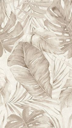 an artistic drawing of leaves on a white background with grey and beige tones in the middle