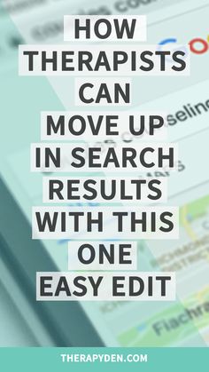 Page titles are important only because Google thinks they’re important. When Google crawls your site to figure out what keywords and search terms you should show up for, their first stop is your page title. Every therapist needs to do this. Counselling Tools, Therapist Office, Mental Health Counseling, Therapy Office, Family Therapy