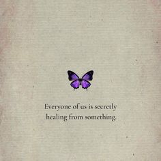 a purple butterfly sitting on top of a piece of paper with the words everyone of us is