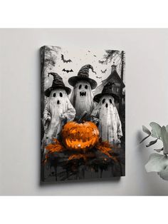 200+ Aesthetic Cozy Halloween Bedroom Decor Ideas to Try in 2024 | Indoor Halloween Decorations Pumpkin Canvas, Bedroom Canvas, Large Canvas Wall Art, Halloween Decorations Indoor, Retro Stil, Wall Artwork, Autumn Theme