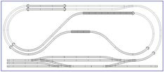 a drawing of a train track with multiple tracks on each side and two different lines in the middle