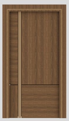 an open wooden door with no glass on the front and side panels, in dark wood