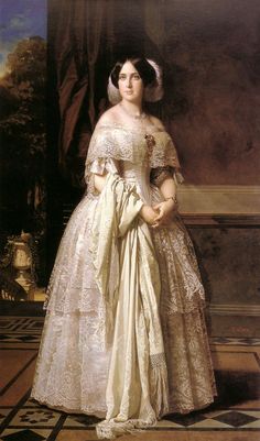 a painting of a woman in a white dress